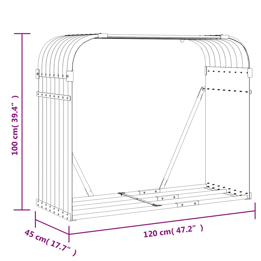 Držač za cjepanice svjetlosivi 120x45x100 cm pocinčani čelik