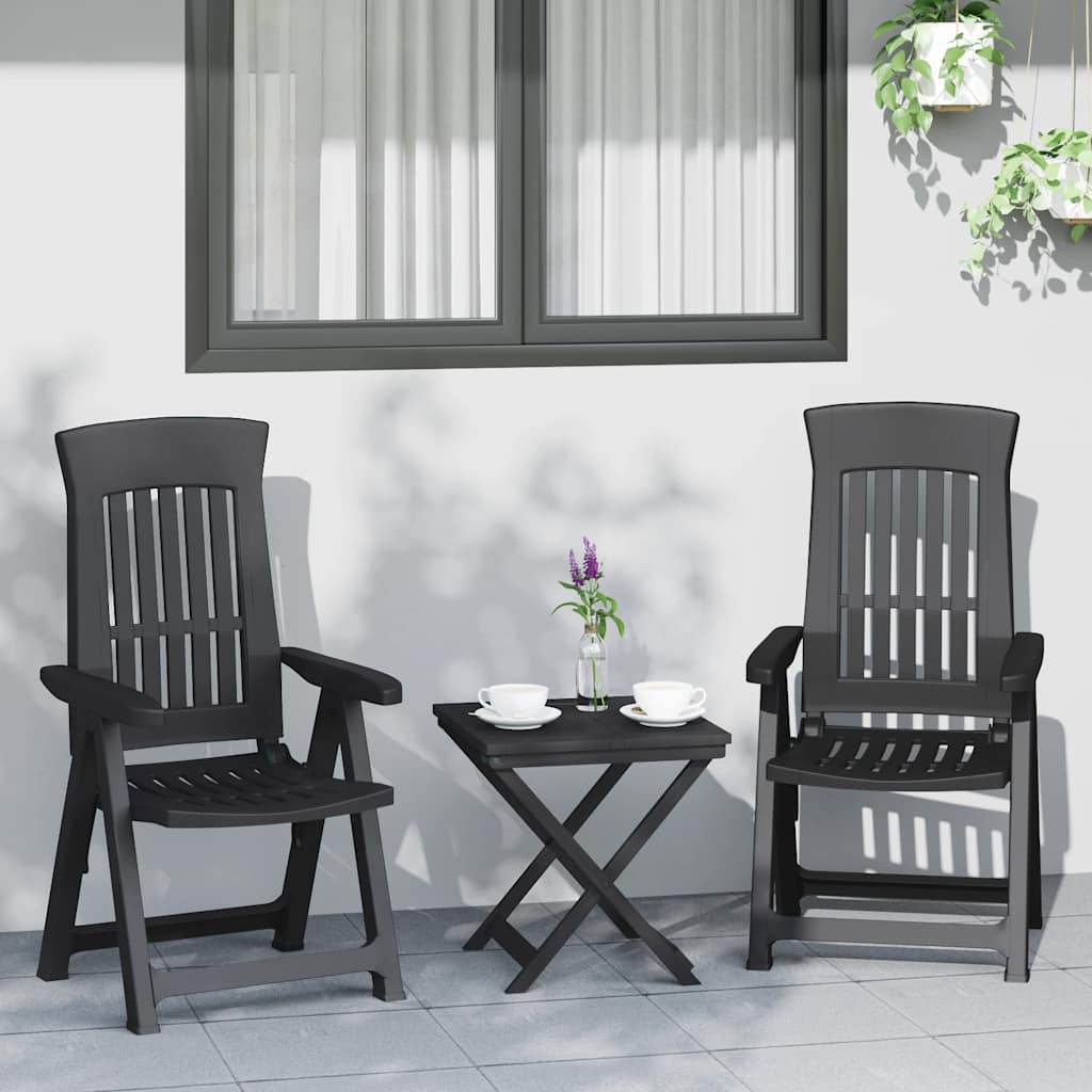 Nagibne vrtne stolice 2 kom antracit od PP-a