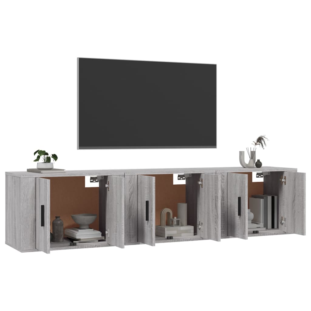Zidni TV ormarići 3 kom boja sivog hrasta sonome 57x34,5x40 cm