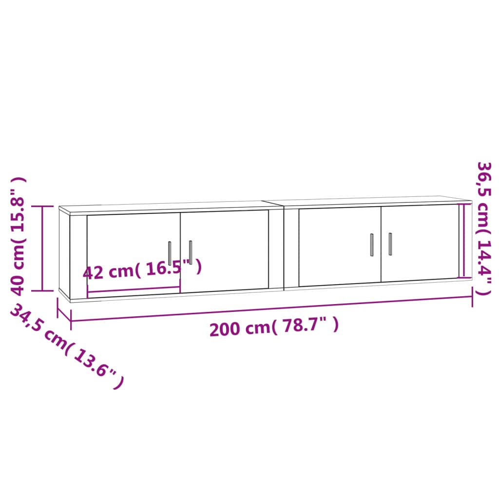 Zidni TV ormarići 2 kom boja hrasta sonome 100x34,5x40 cm