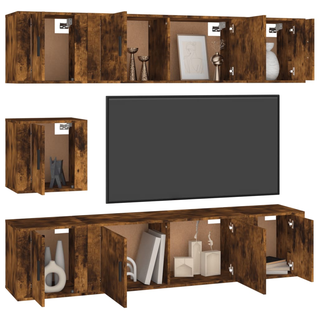 7-dijelni set TV ormarića boja dimljenog hrasta drveni