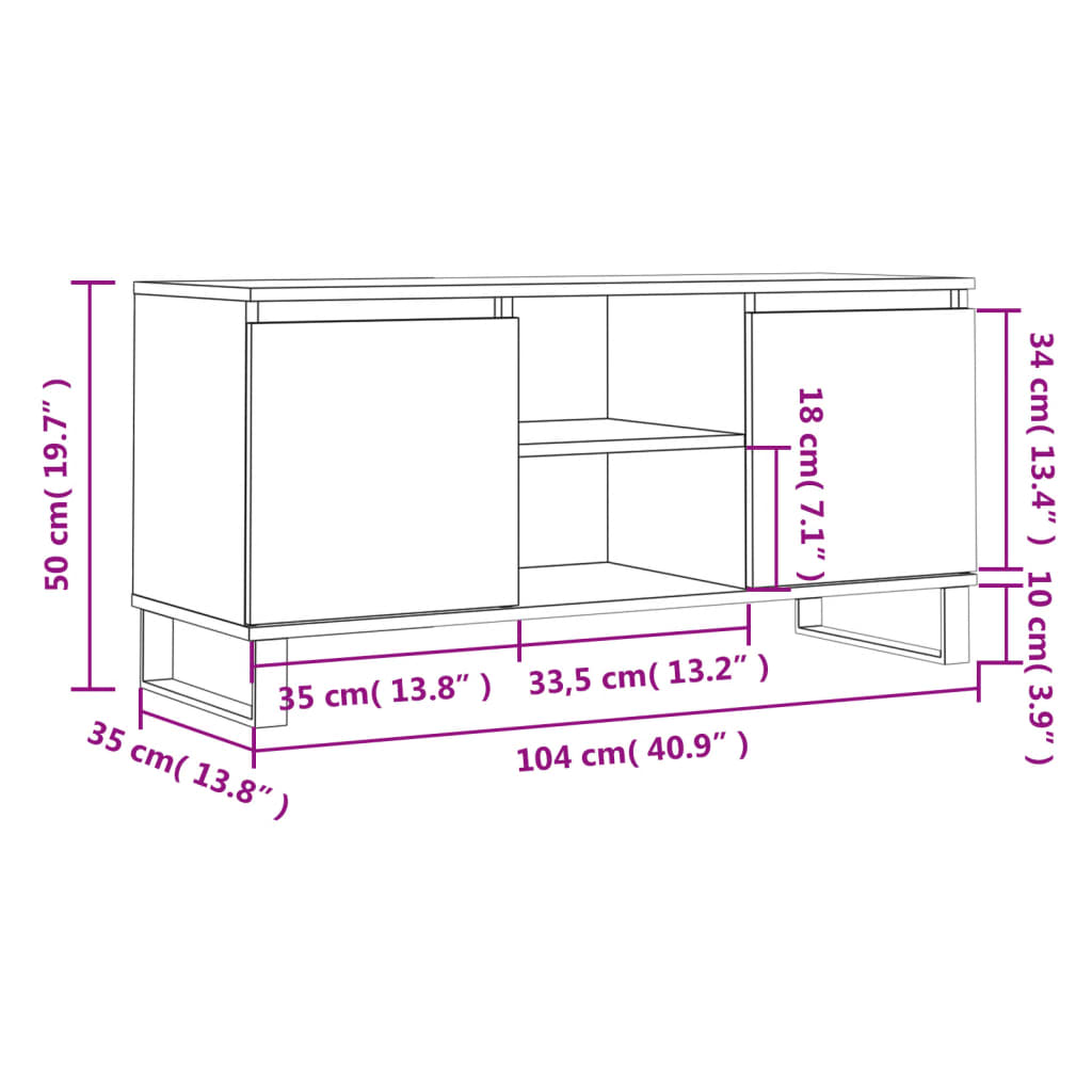 TV ormarić boja dimljenog hrasta 104x35x50 cm konstruirano drvo
