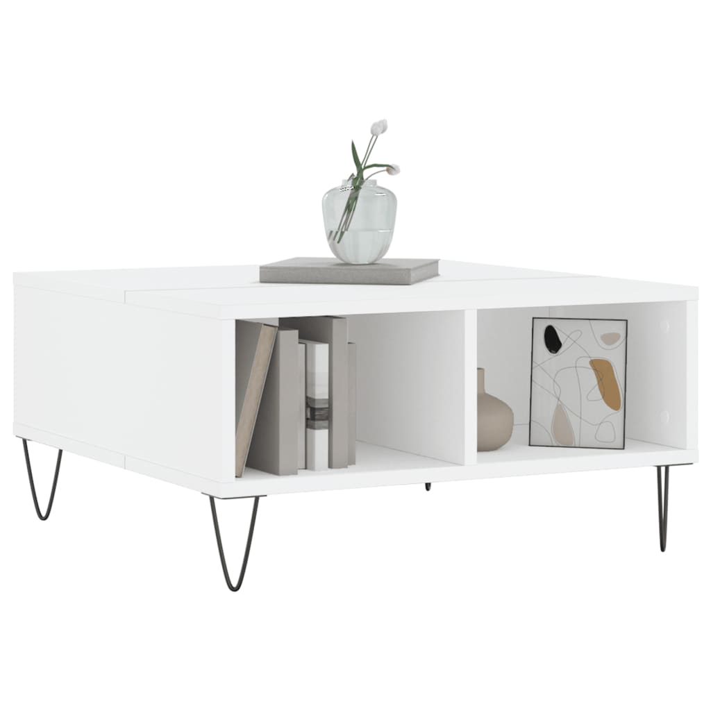 Stolić za kavu bijeli 60 x 60 x 30 cm od konstruiranog drva