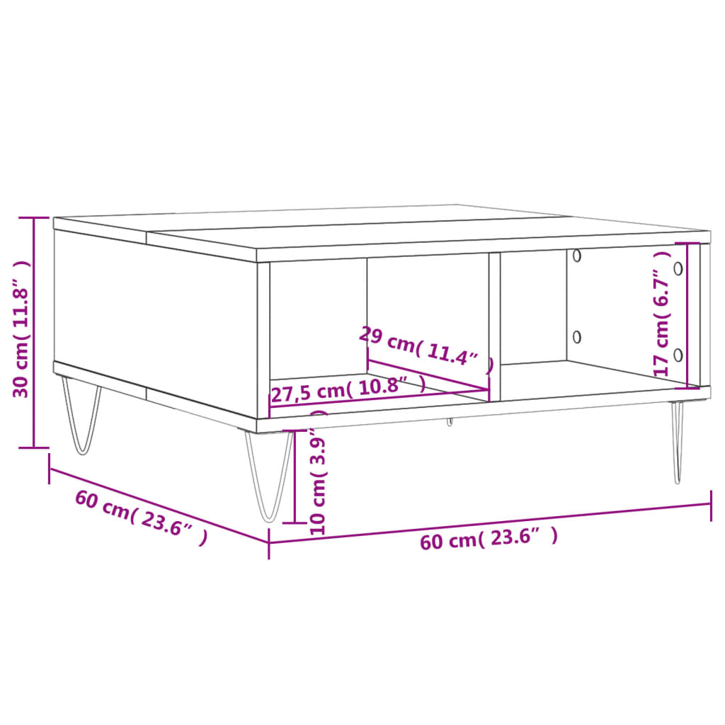 Stolić za kavu bijeli 60 x 60 x 30 cm od konstruiranog drva