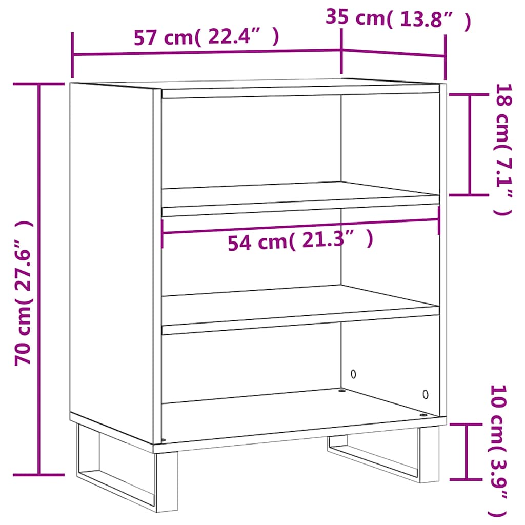 Komoda crna 57 x 35 x 70 cm od konstruiranog drva
