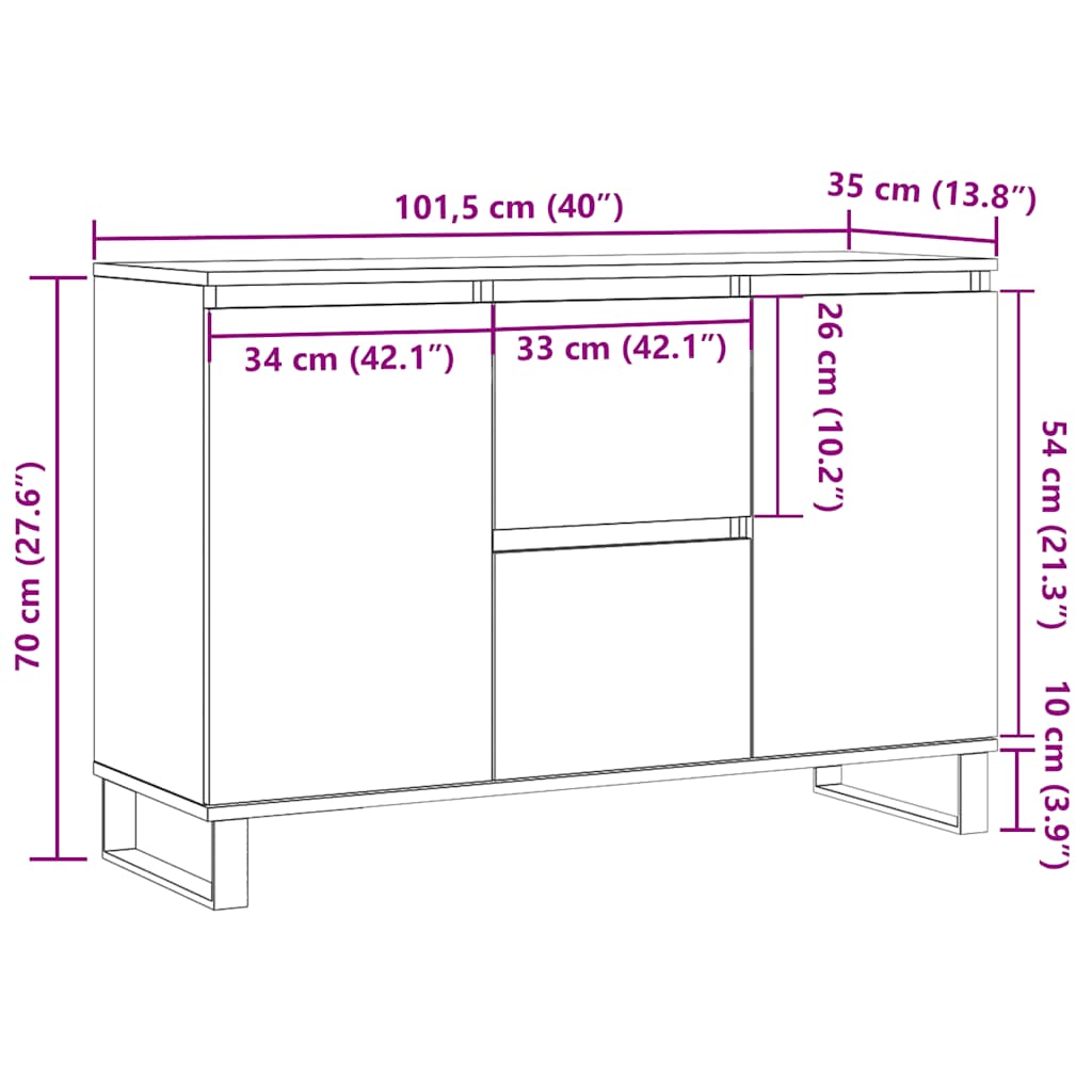 Komoda boja hrasta sonome 101,5x35x70 cm od konstruiranog drva