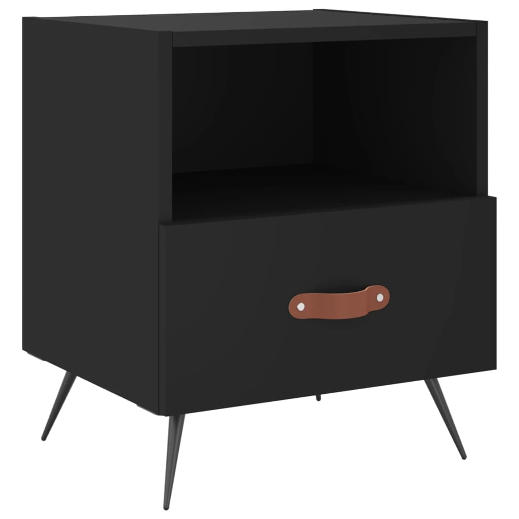 Noćni ormarići 2 kom crni 40 x 35 x 47,5 cm konstruirano drvo