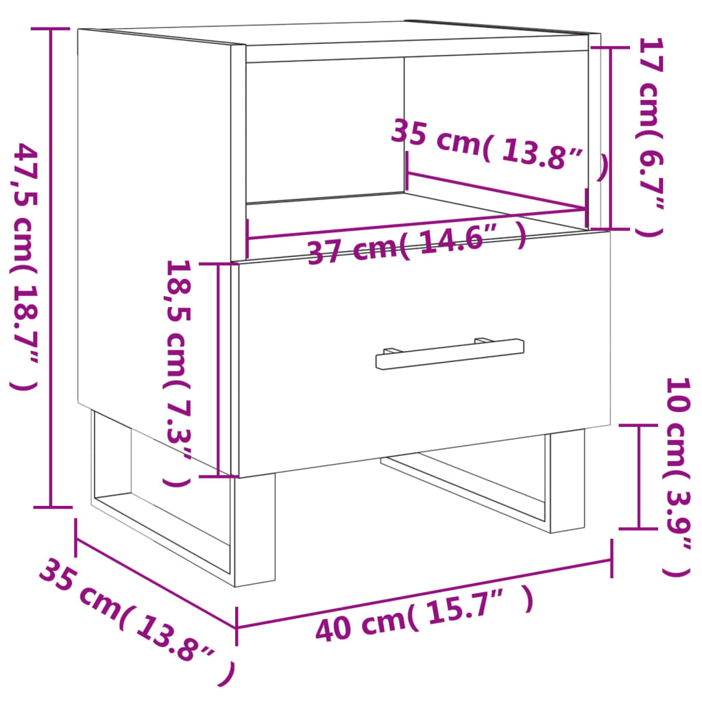 Noćni ormarić boja hrasta 40x35x47,5 cm od konstruiranog drva
