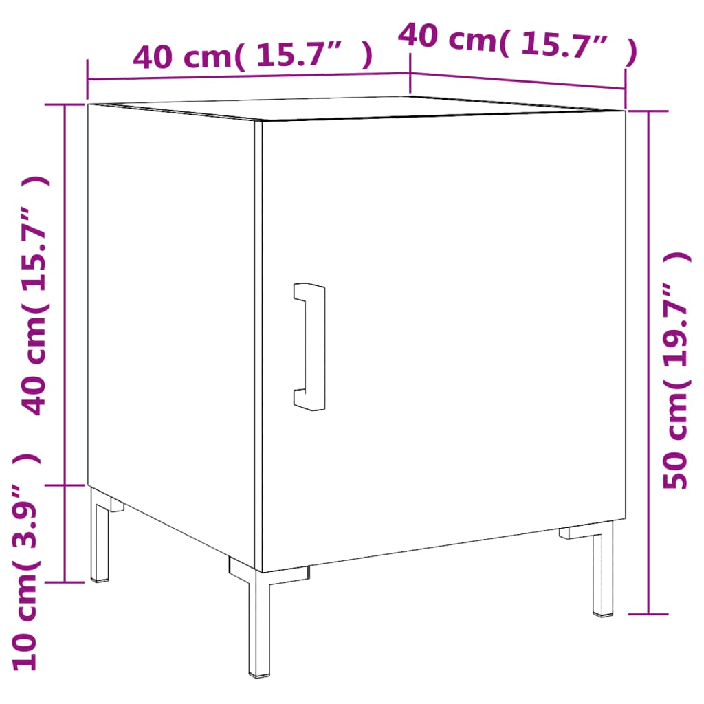 Noćni ormarići 2 kom crni 40 x 40 x 50 cm od konstruiranog drva