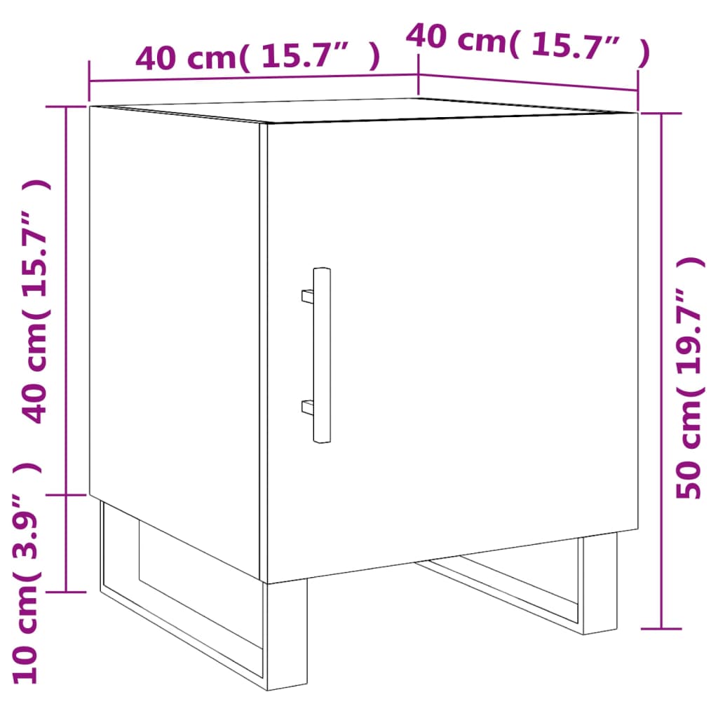 Noćni ormarići 2 kom crni 40 x 40 x 50 cm od konstruiranog drva