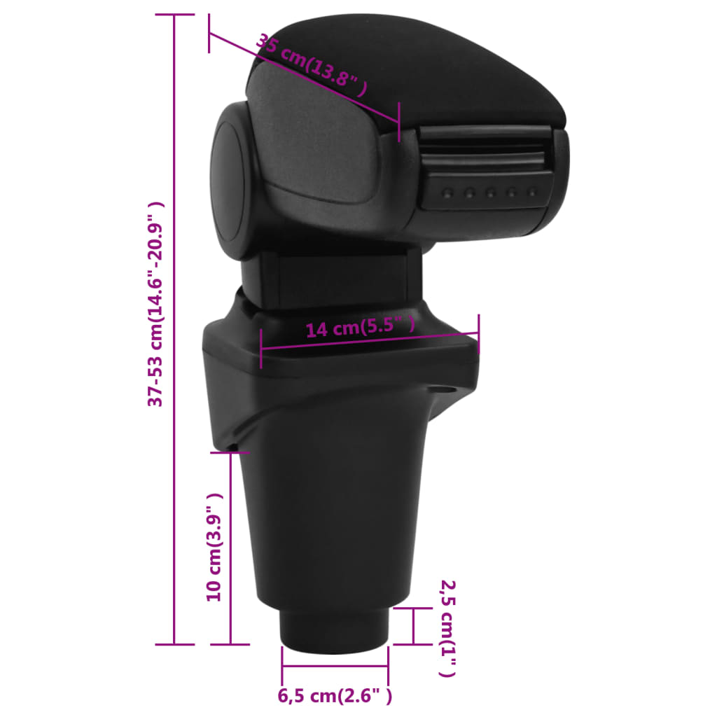 Naslon za ruke za automobil crni 14 x 35 x (37 - 53) cm ABS