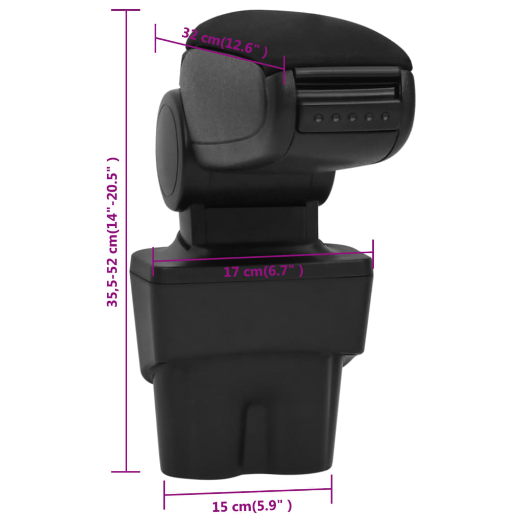 Naslon za ruke za automobil crni 17 x 32 x (35,5 - 52) cm ABS