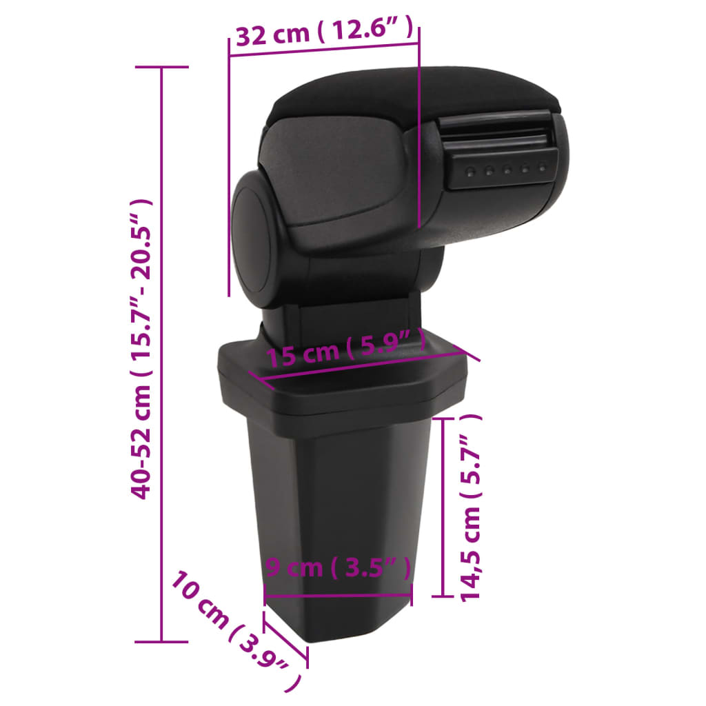 Naslon za ruke za automobil crni 15 x 32 x (40 - 52) cm ABS