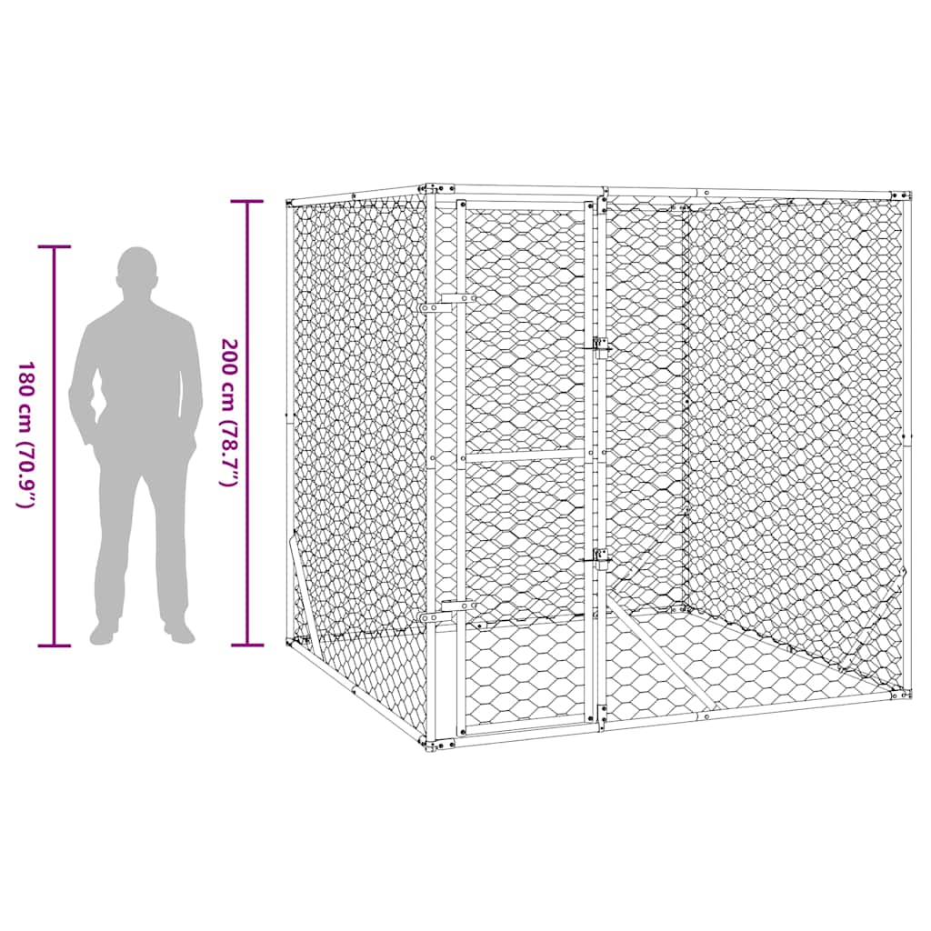 Vanjski kavez za pse srebrni 2 x 2 x 2 m od pocinčanog čelika