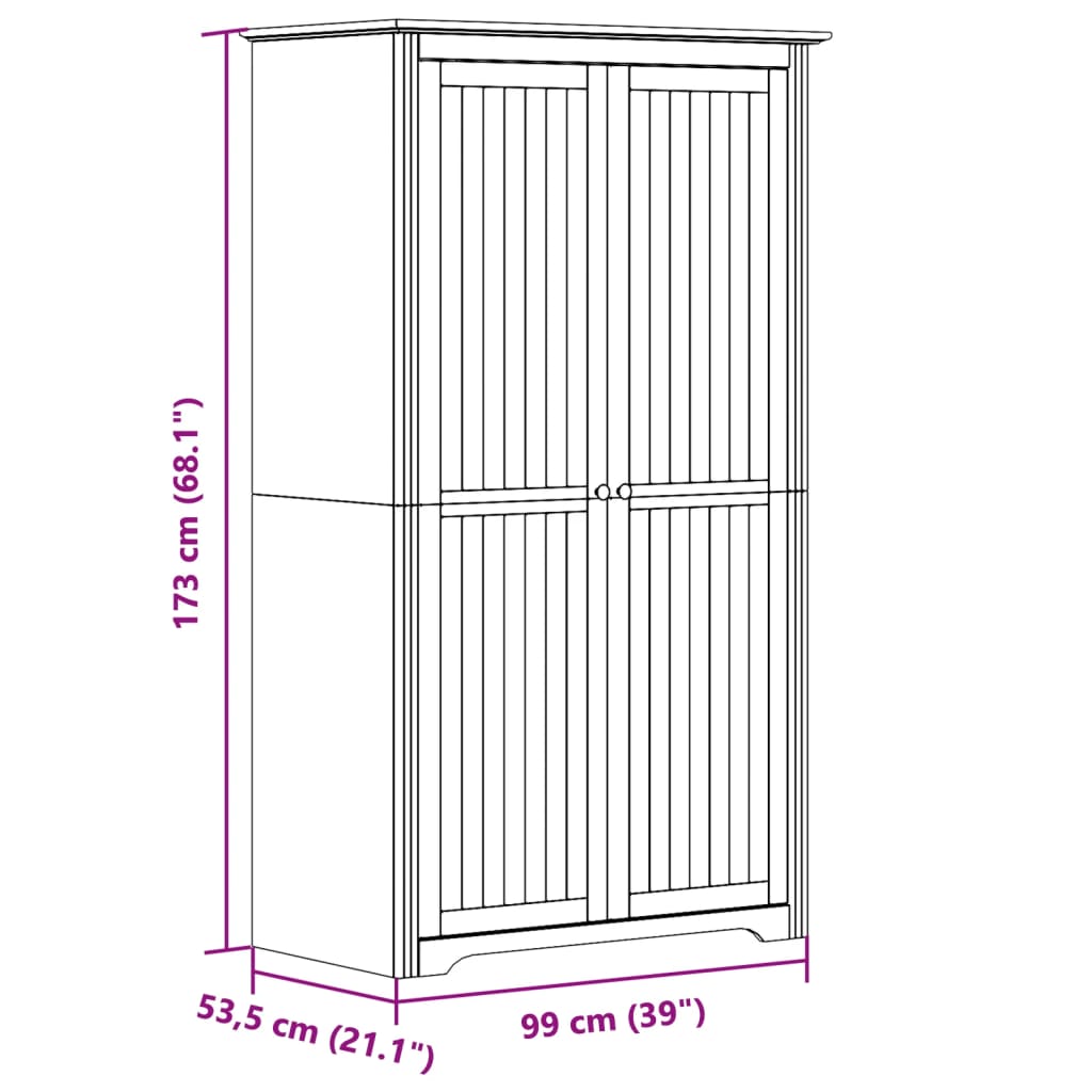 Ormar BODO sivi 99 x 53,5 x 173 cm od masivne borovine