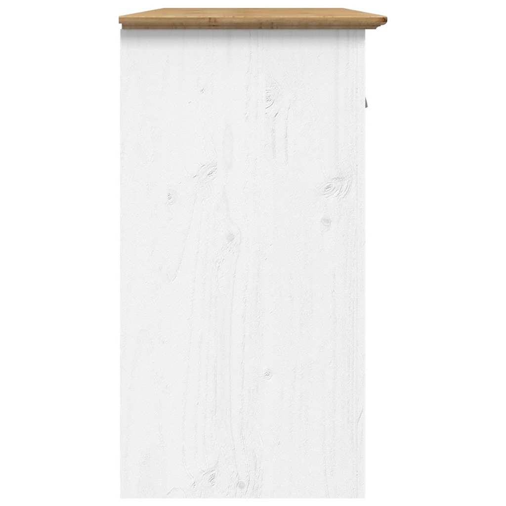 Komoda BODO bijelo-smeđa 115,5 x 44 x 80 cm od masivne borovine