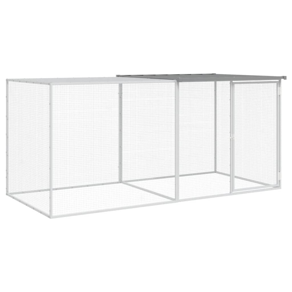 Kavez za kokoši s krovom svjetlosivi 203x98x90 cm čelični