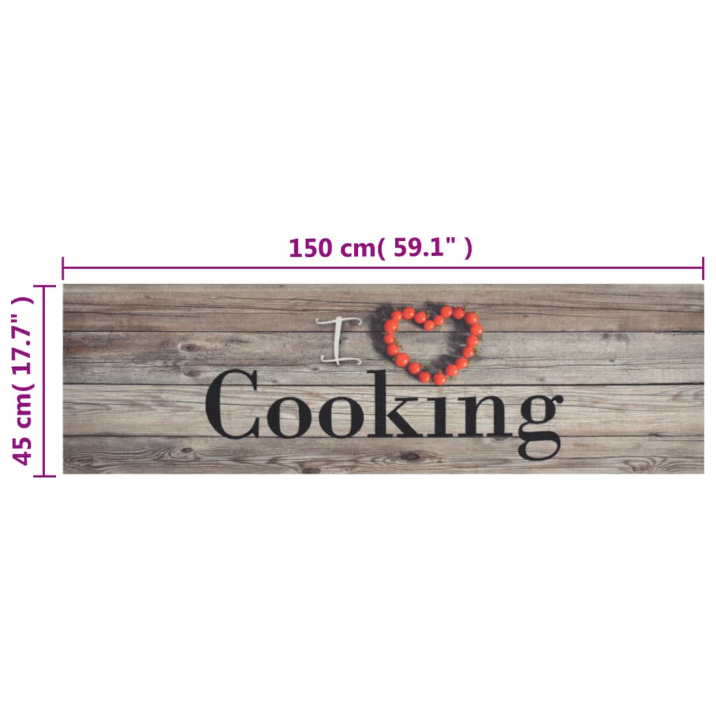 Kuhinjski tepih perivi s natpisom Cooking 45x150 cm baršunasti