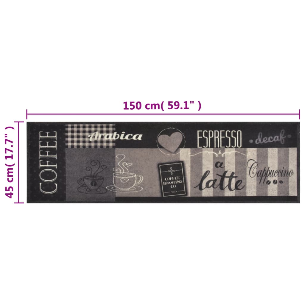 Kuhinjski tepih perivi s natpisom Coffee 45 x 150 cm baršunasti