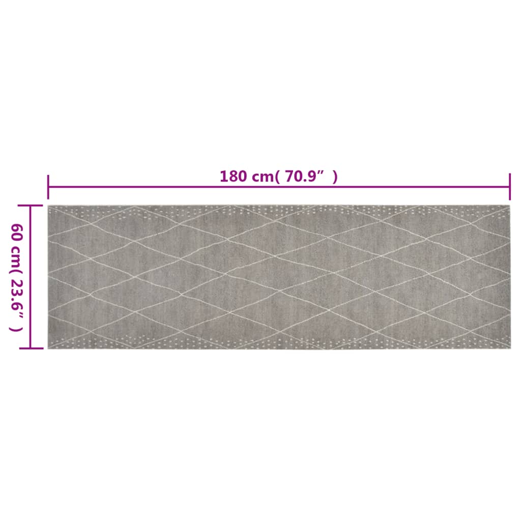 Kuhinjski tepih perivi s uzorkom rombova 60 x 180 cm baršunasti