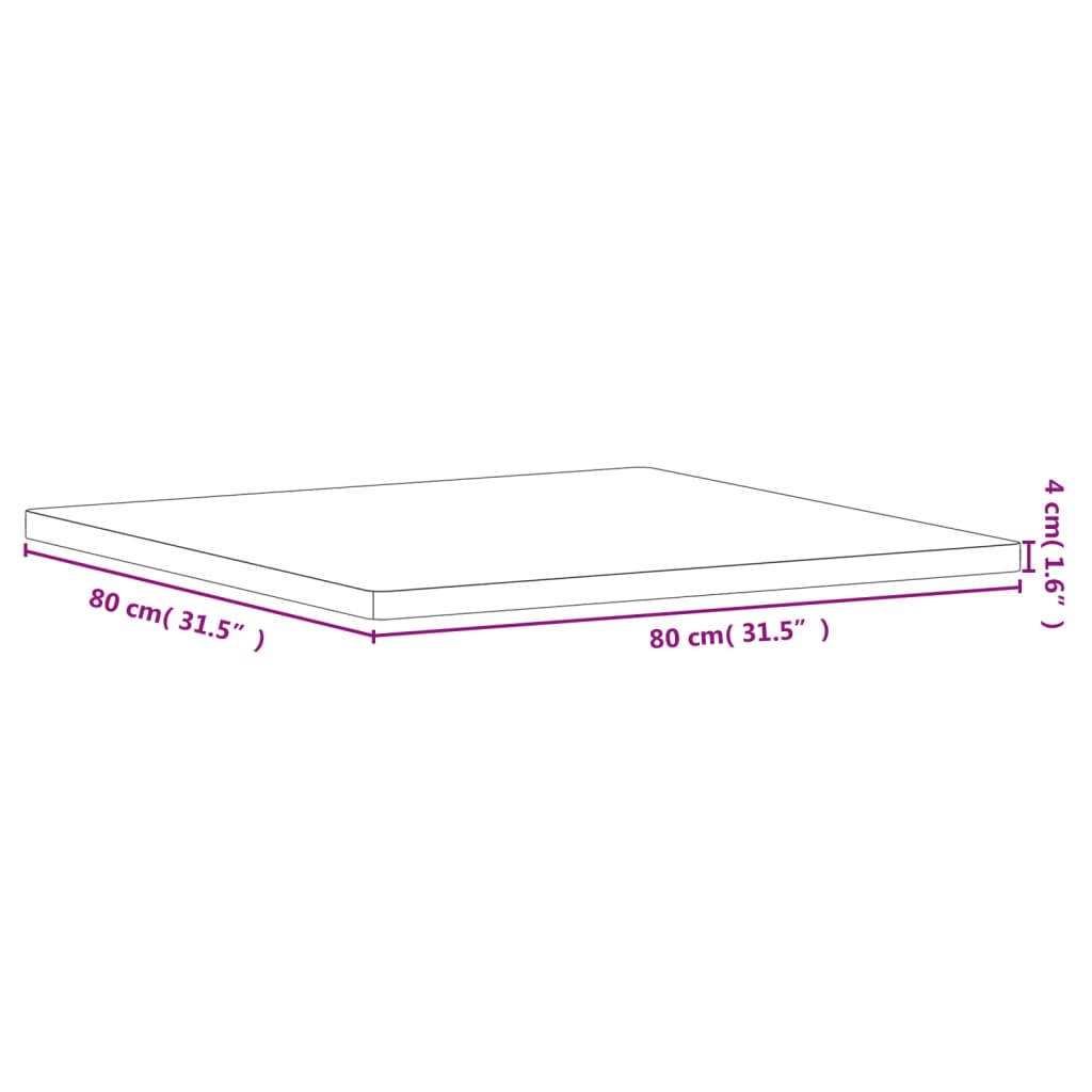 Stolna ploča 80x80x4 cm četvrtasta od masivne bukovine