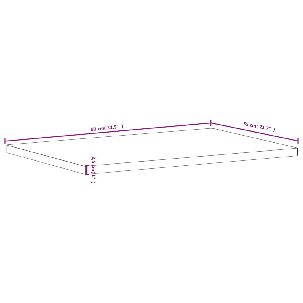 Ploča za radni stol 80 x 55 x 2,5 cm od masivne bukovine