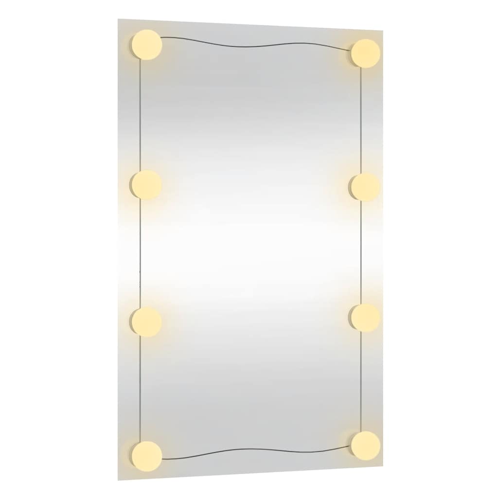 Zidno ogledalo s LED svjetlima 40x60 cm stakleno pravokutno