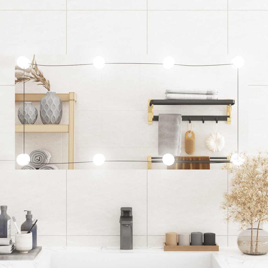 Zidno ogledalo s LED svjetlima 40 x 80 cm stakleno pravokutno