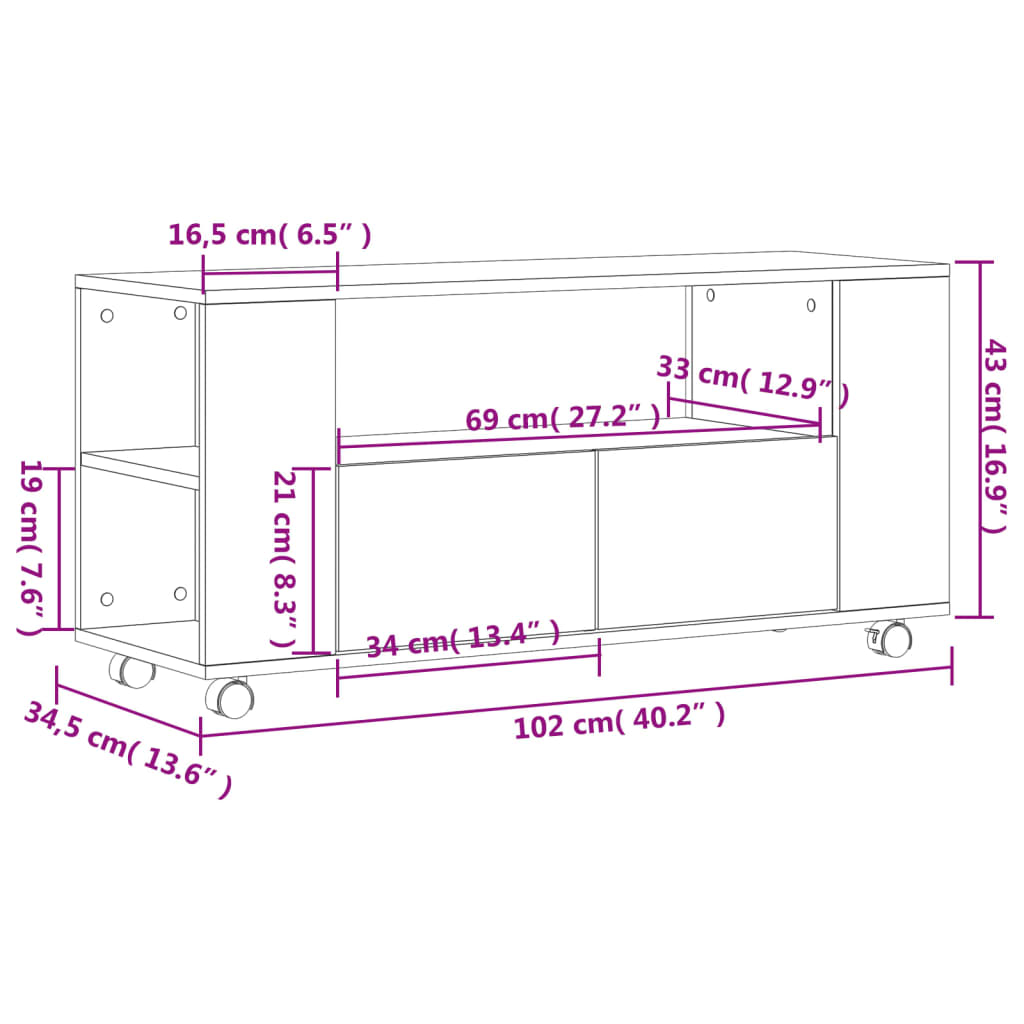TV ormarić bijeli 102 x 34,5 x 43 cm od konstruiranog drva