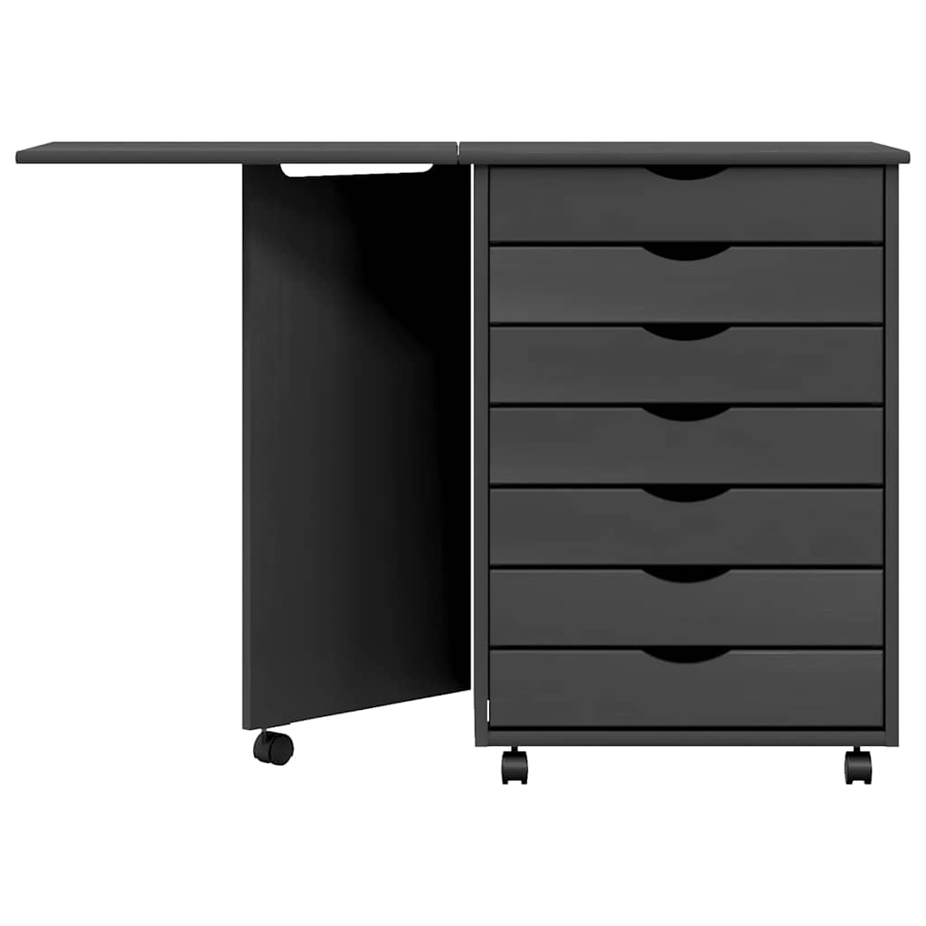 Pokretni ormarić s radnim stolom MOSS sivi od masivne borovine