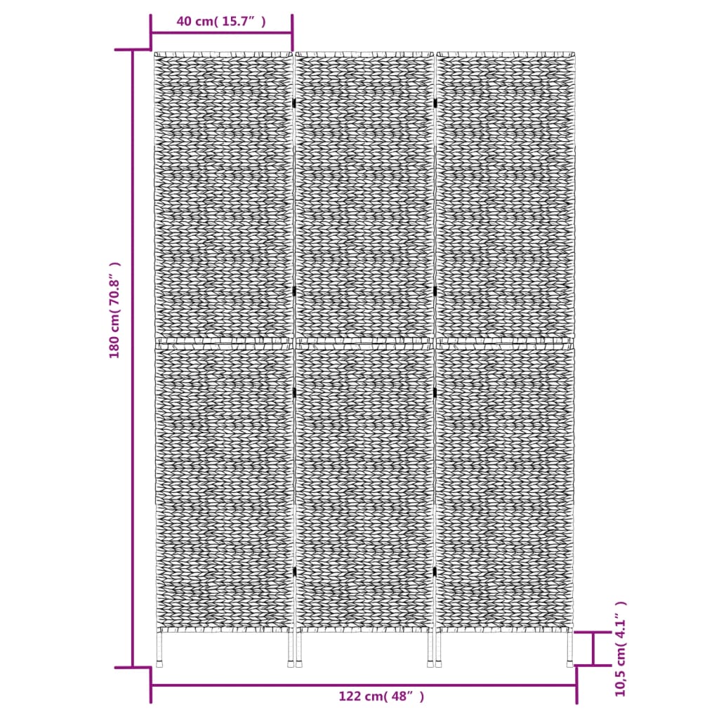 Sobna pregrada s 3 panela 122 x 180 cm od vodenog zumbula