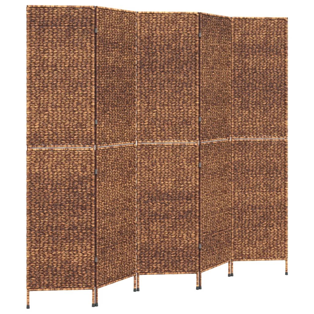 Sobna pregrada s 5 panela smeđa 205 x 180 cm od vodenog zumbula