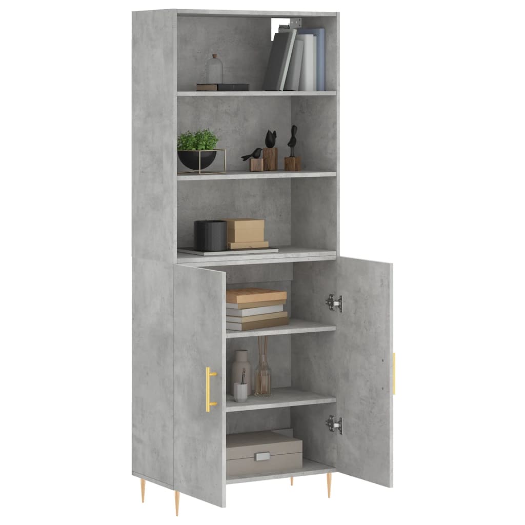 Visoka komoda siva betona 69,5x34x180 cm od konstruiranog drva