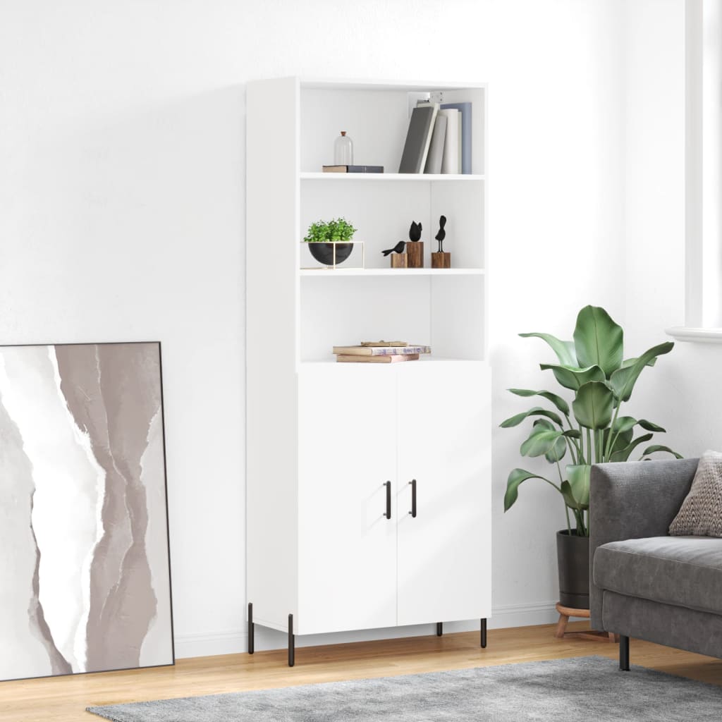 Visoka komoda bijela 69,5x34x180 cm konstruirano drvo