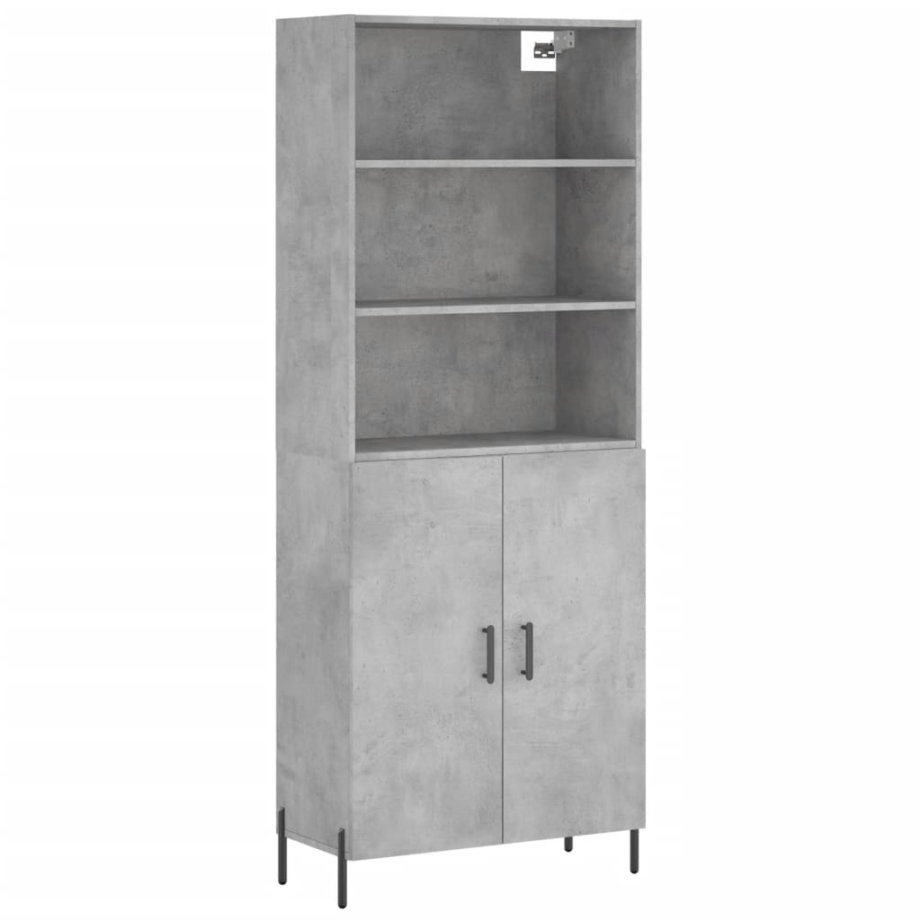 Visoka komoda siva betona 69,5x34x180 cm od konstruiranog drva