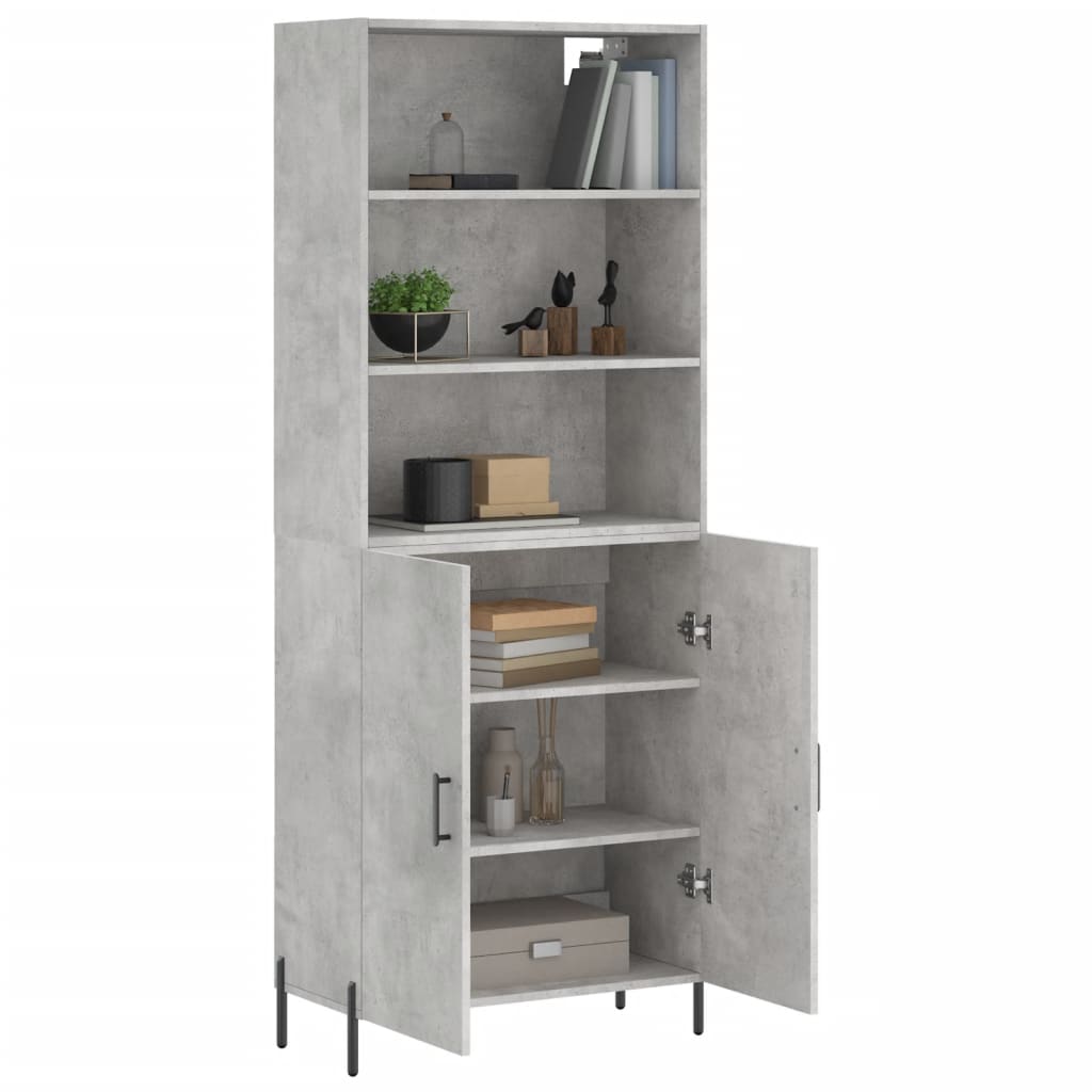 Visoka komoda siva betona 69,5x34x180 cm od konstruiranog drva