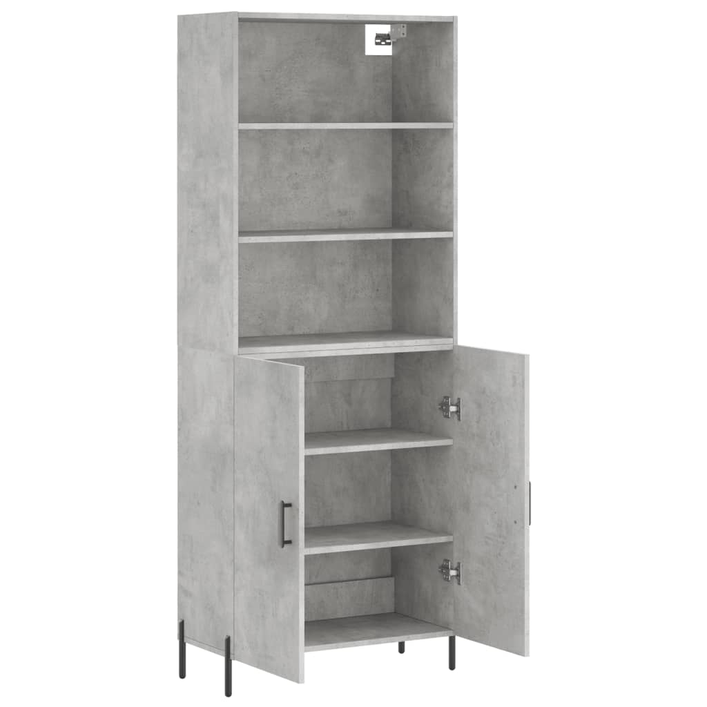 Visoka komoda siva betona 69,5x34x180 cm od konstruiranog drva
