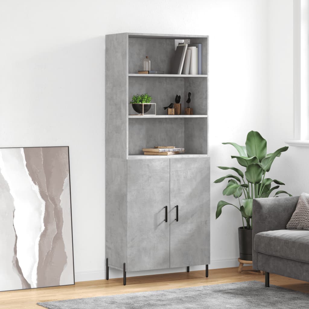 Visoka komoda siva betona 69,5x34x180 cm od konstruiranog drva
