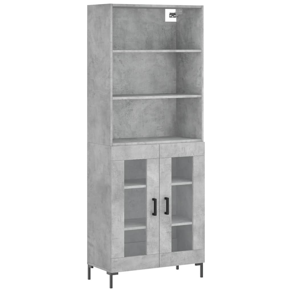 Visoka komoda siva betona 69,5x34x180 cm od konstruiranog drva