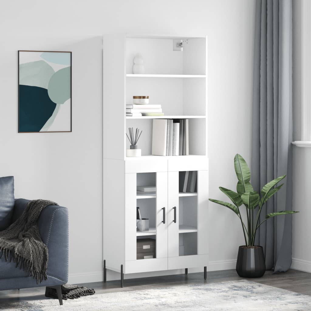 Visoka komoda bijela 69,5x34x180 cm konstruirano drvo