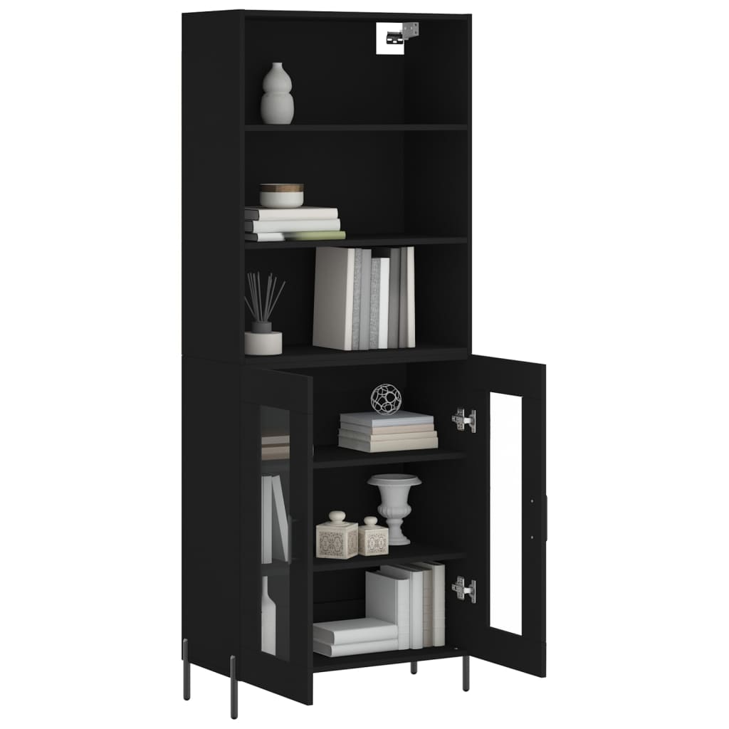 Visoka komoda crni 69,5x34x180 cm konstruirano drvo