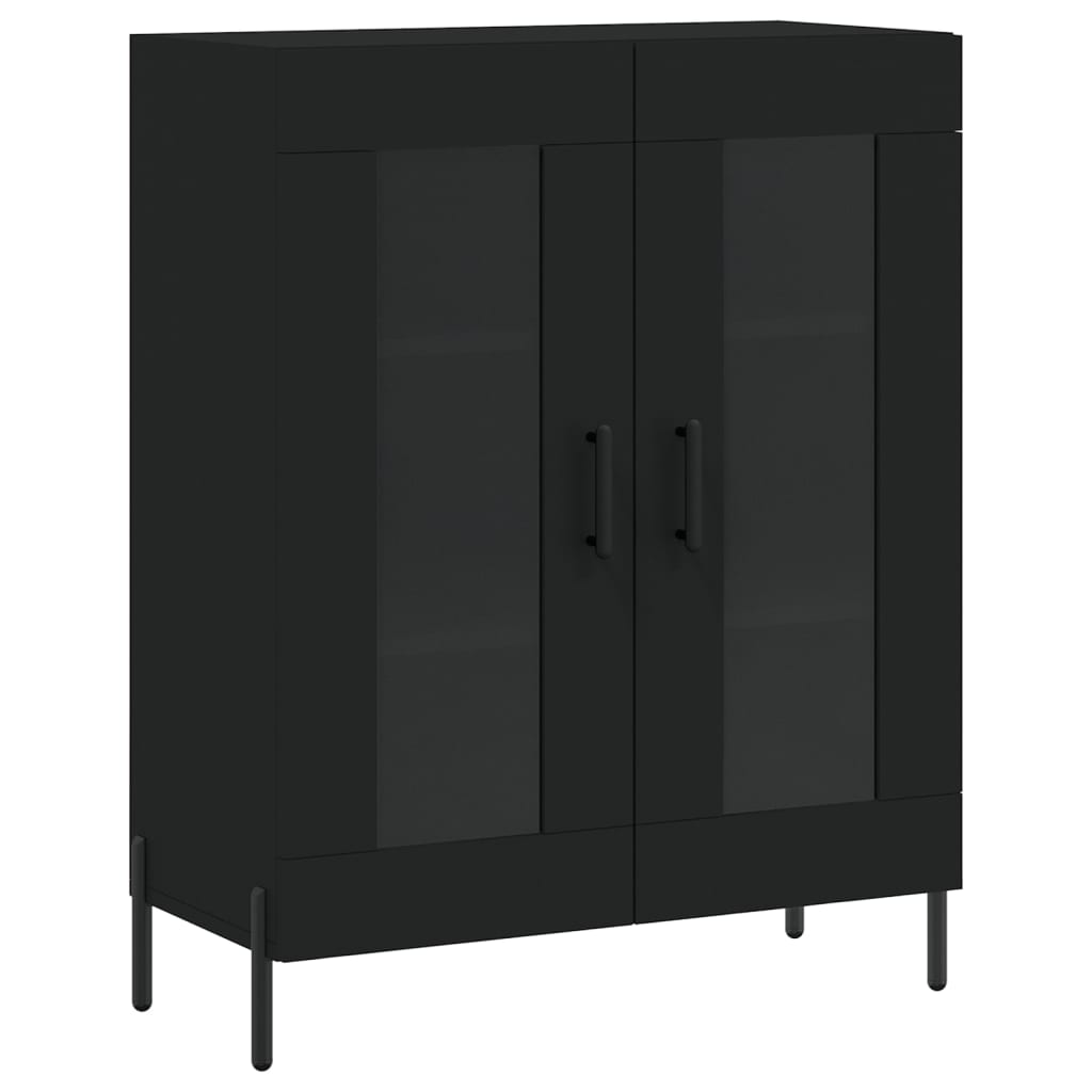 Visoka komoda crni 69,5x34x180 cm konstruirano drvo