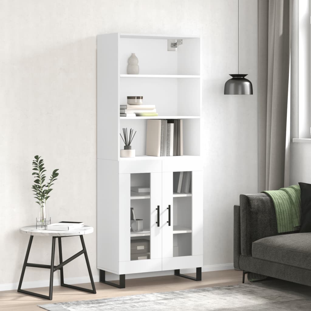 Visoka komoda bijela 69,5x34x180 cm konstruirano drvo
