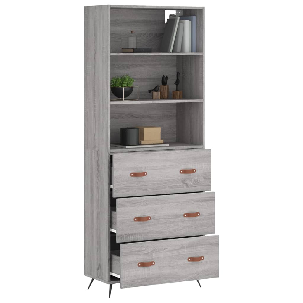Visoka komoda siva sonome 69,5x34x180 cm od konstruiranog drva