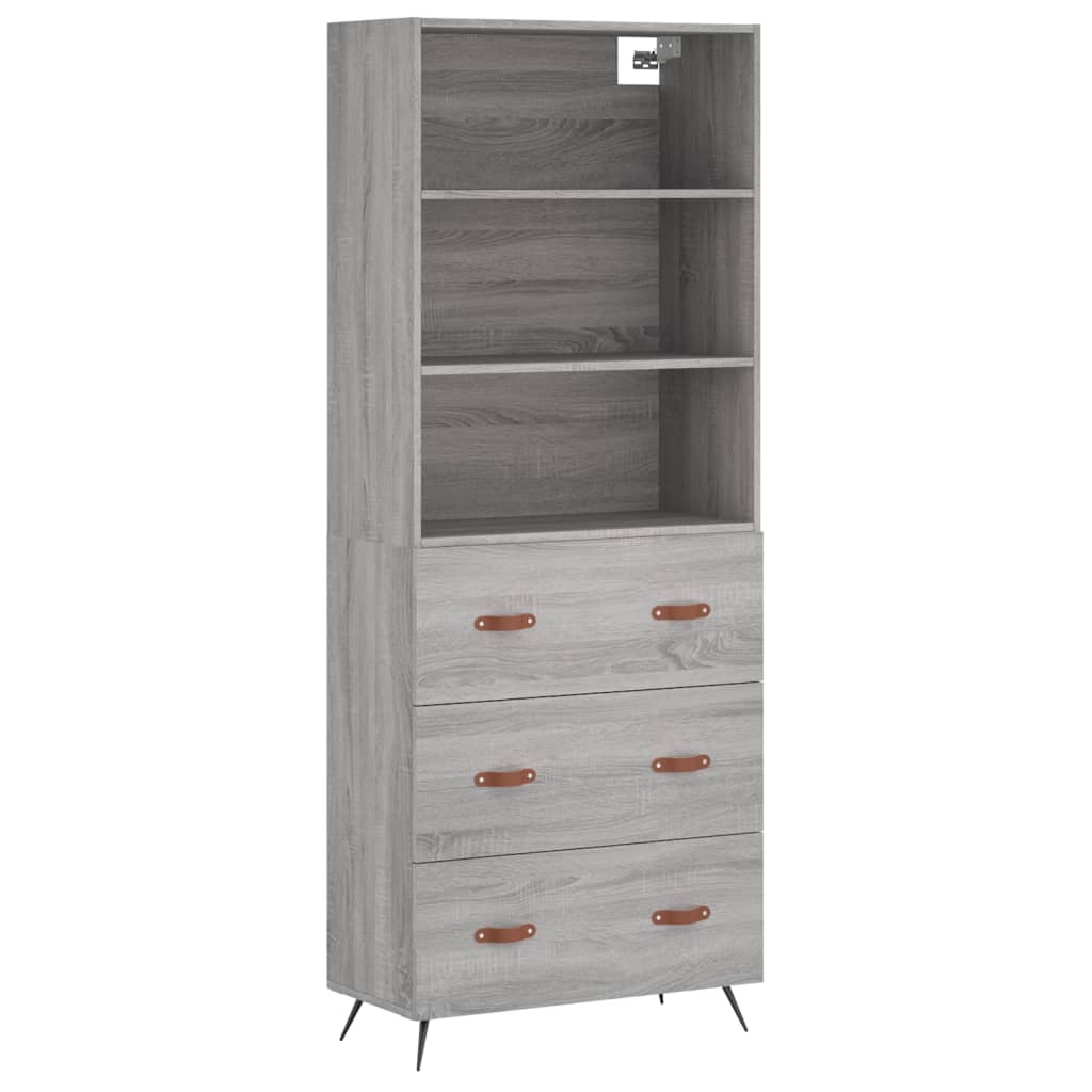 Visoka komoda siva sonome 69,5x34x180 cm od konstruiranog drva