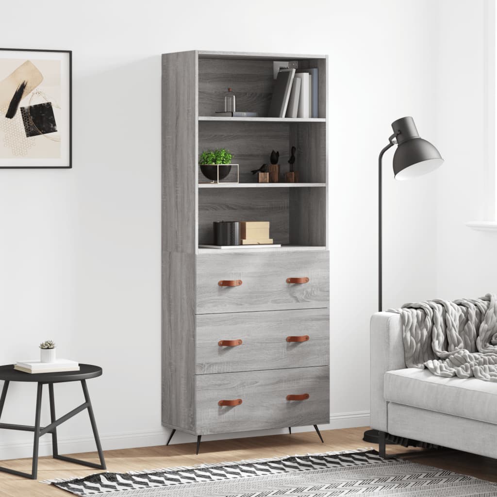 Visoka komoda siva sonome 69,5x34x180 cm od konstruiranog drva