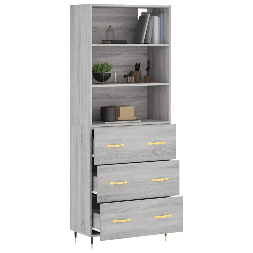 Visoka komoda siva sonome 69,5x34x180 cm od konstruiranog drva