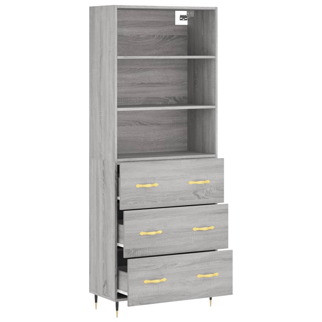 Visoka komoda siva sonome 69,5x34x180 cm od konstruiranog drva