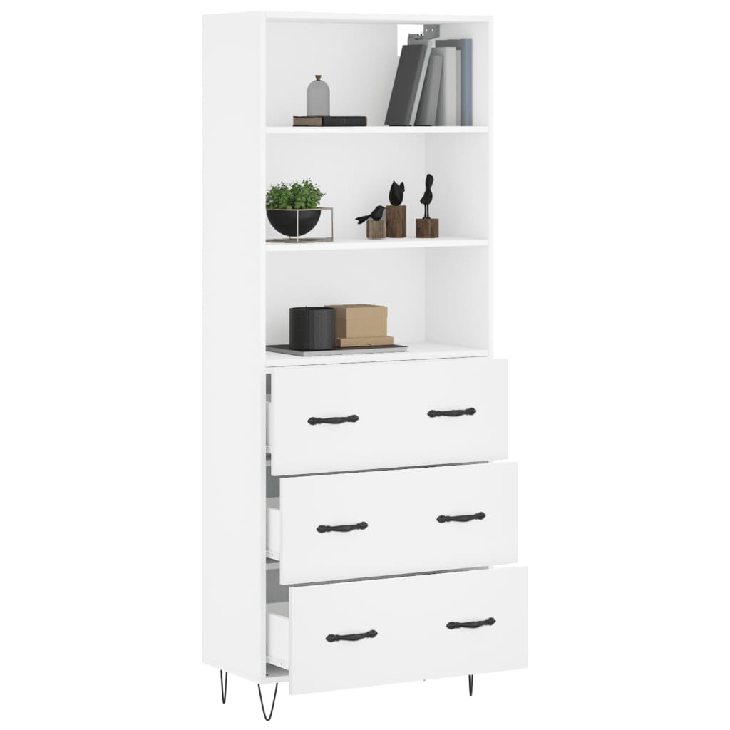 Visoka komoda bijela 69,5x34x180 cm konstruirano drvo