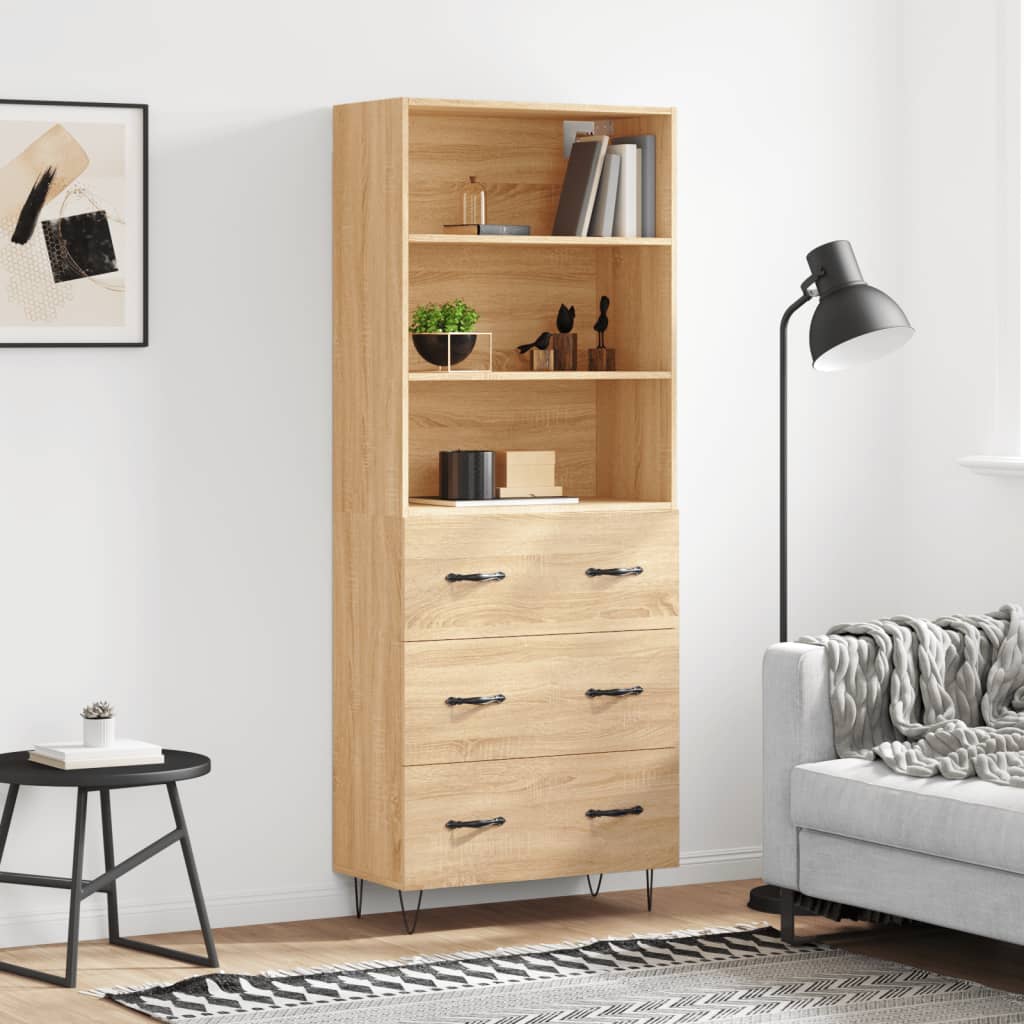 Visoka komoda hrasta sonome 69,5x34x180cm od konstruiranog drva
